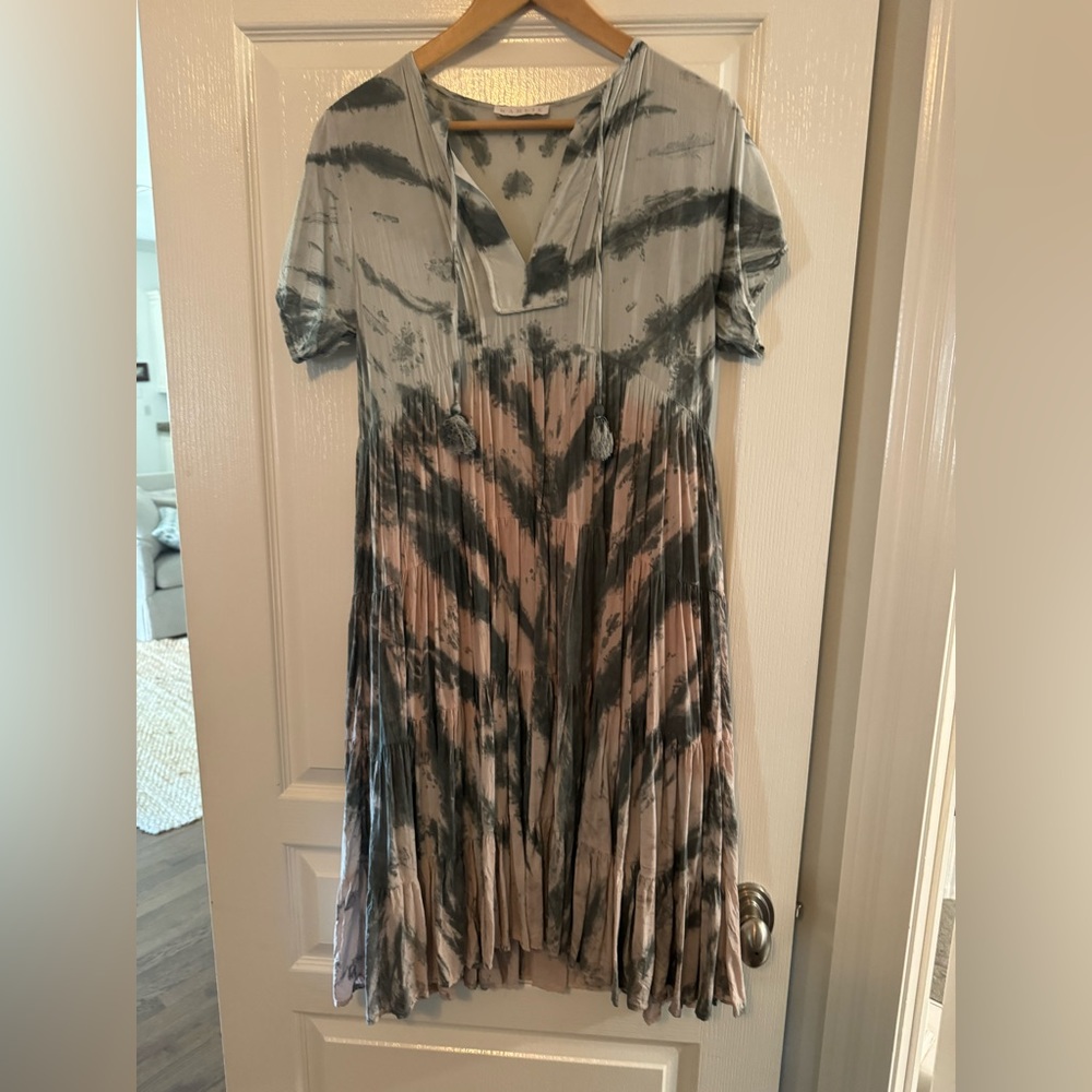 Karlie tie dye print dress, grey and pink
